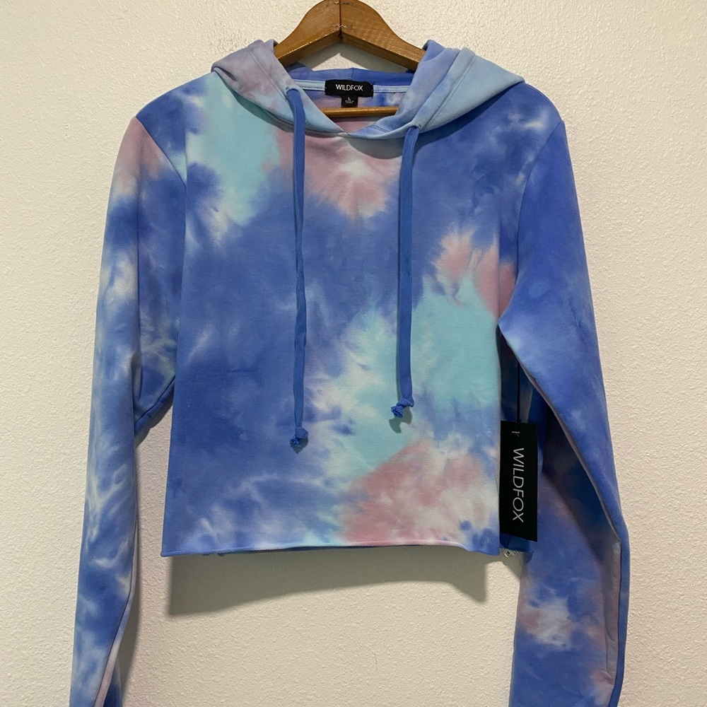 NWT Wildfox Painted Sky Ivy Tie Dye Crop Hoodie